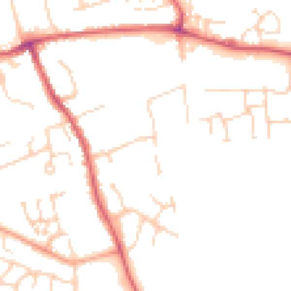 Daytime road noise heatmap for CB11 3AU