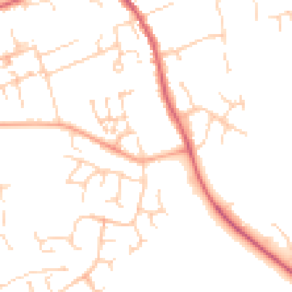 Daytime road noise heatmap for CB11 3ED