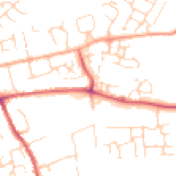 Daytime road noise heatmap for CB11 3HY