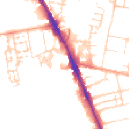 Daytime road noise heatmap for CB2 0NU