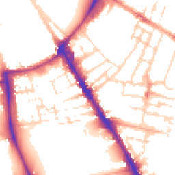Daytime road noise heatmap for CB2 1AS