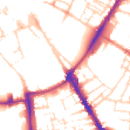 Daytime road noise heatmap for CB2 1AW