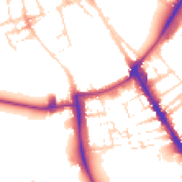 Daytime road noise heatmap for CB2 1EL