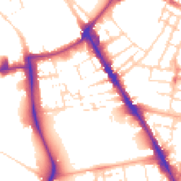 Daytime road noise heatmap for CB2 1HA