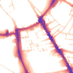 Daytime road noise heatmap for CB2 1HG