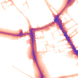 Daytime road noise heatmap for CB2 1JA
