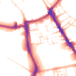 Daytime road noise heatmap for CB2 1JL