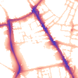 Daytime road noise heatmap for CB2 1NB