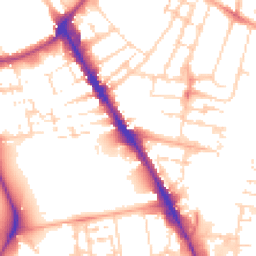 Daytime road noise heatmap for CB2 1NT