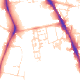 Daytime road noise heatmap for CB2 8DL