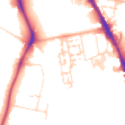 Daytime road noise heatmap for CB2 8EW