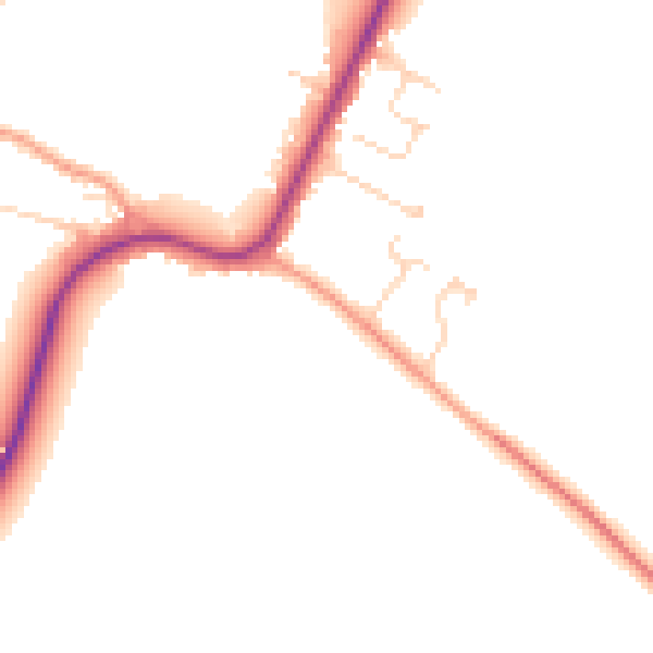 Daytime road noise heatmap for CB22 7NY