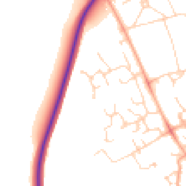 Daytime road noise heatmap for CB23 3GP
