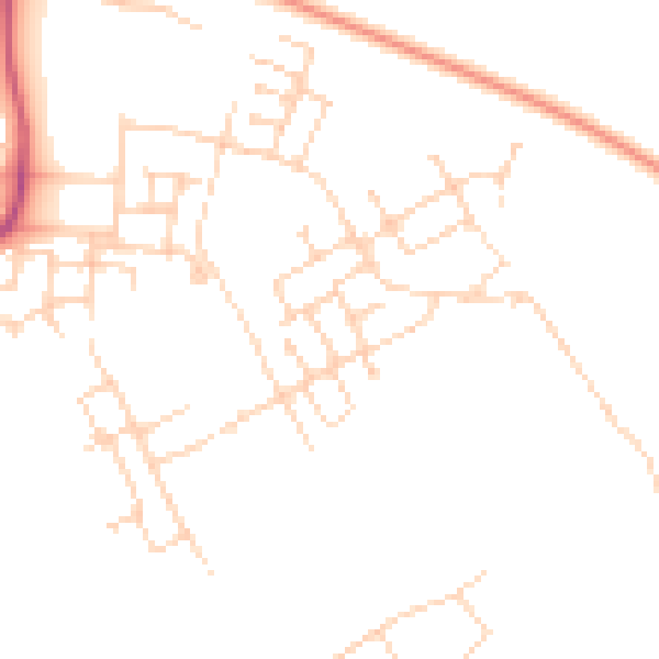 Daytime road noise heatmap for CB24 1BR