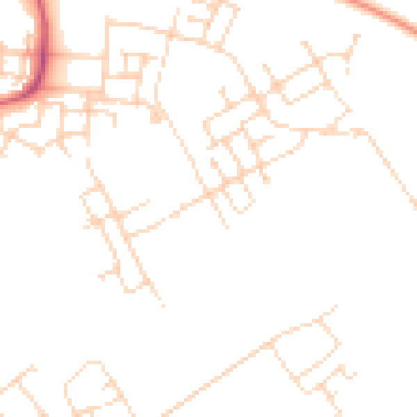 Daytime road noise heatmap for CB24 1DY