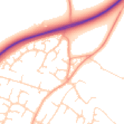 Daytime road noise heatmap for CB24 6BZ