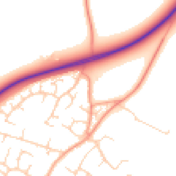 Daytime road noise heatmap for CB24 6DA
