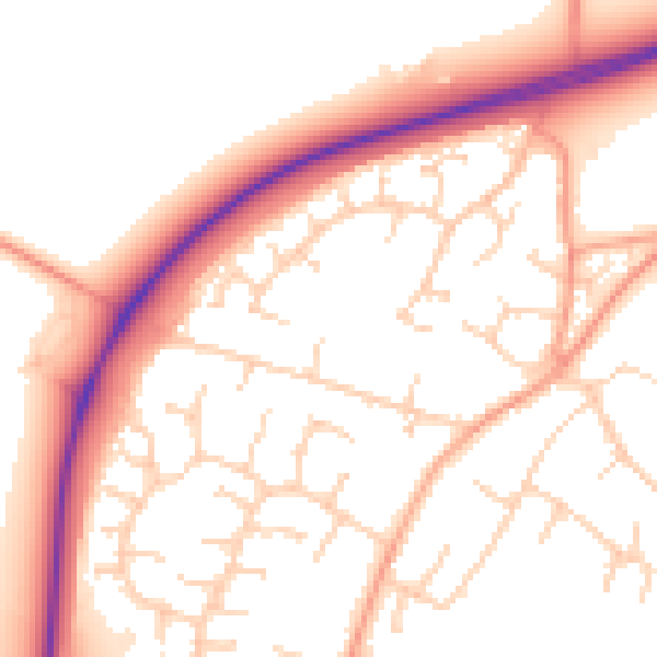 Daytime road noise heatmap for CB24 6DH