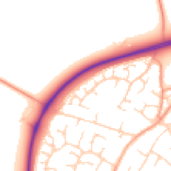 Daytime road noise heatmap for CB24 6EB