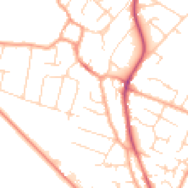 Daytime road noise heatmap for CB24 9JZ