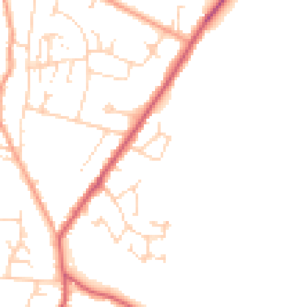 Daytime road noise heatmap for CB25 0AB