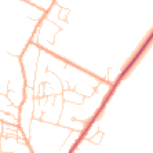 Daytime road noise heatmap for CB25 0AD