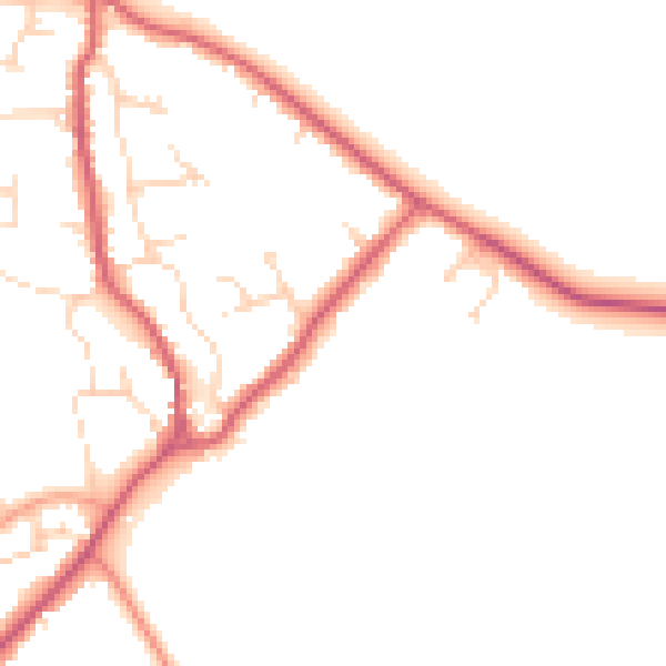 Daytime road noise heatmap for CB25 0AF
