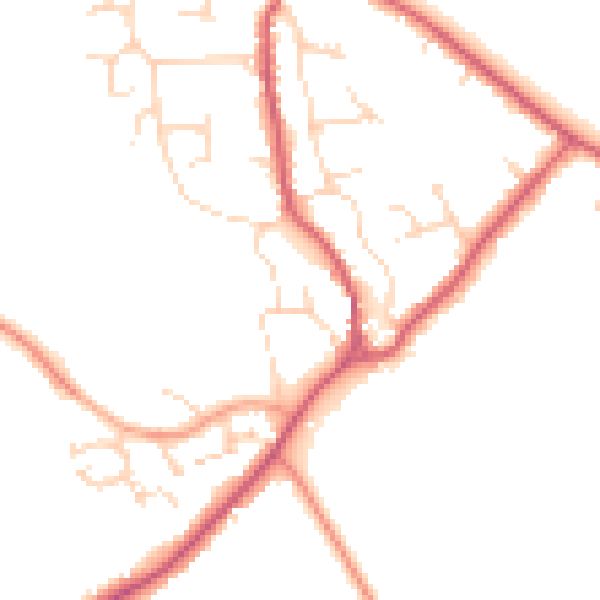 Daytime road noise heatmap for CB25 0AG