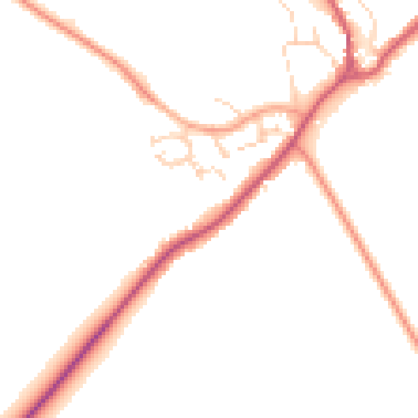Daytime road noise heatmap for CB25 0AN