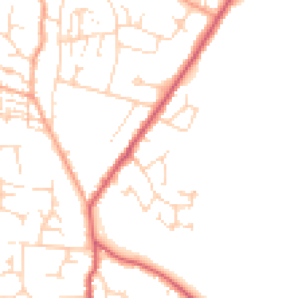 Daytime road noise heatmap for CB25 0AS