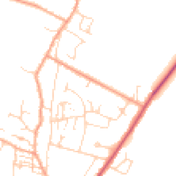 Daytime road noise heatmap for CB25 0AU