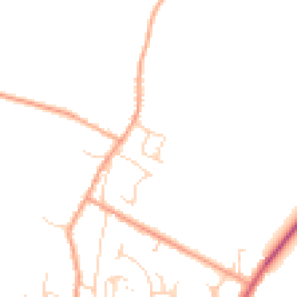 Daytime road noise heatmap for CB25 0BG