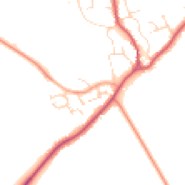 Daytime road noise heatmap for CB25 0BU