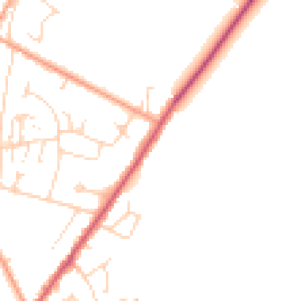 Daytime road noise heatmap for CB25 0DA