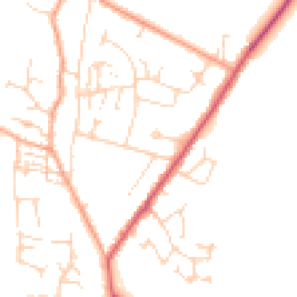 Daytime road noise heatmap for CB25 0DD