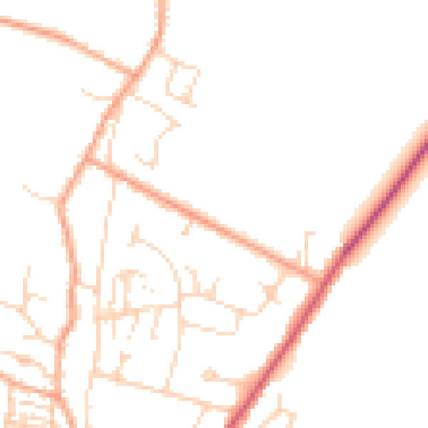Daytime road noise heatmap for CB25 0DF