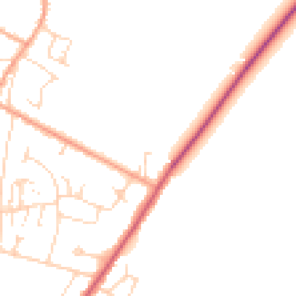 Daytime road noise heatmap for CB25 0DG