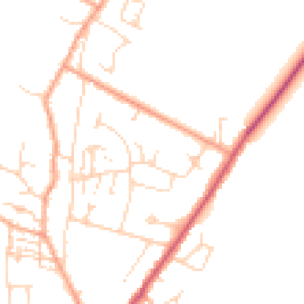 Daytime road noise heatmap for CB25 0DH