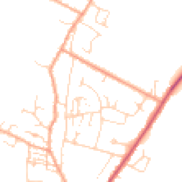 Daytime road noise heatmap for CB25 0DJ