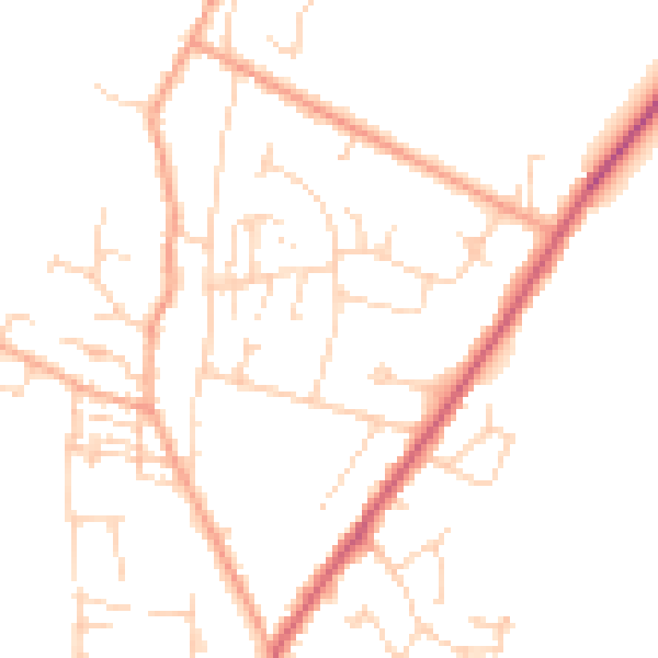 Daytime road noise heatmap for CB25 0DL