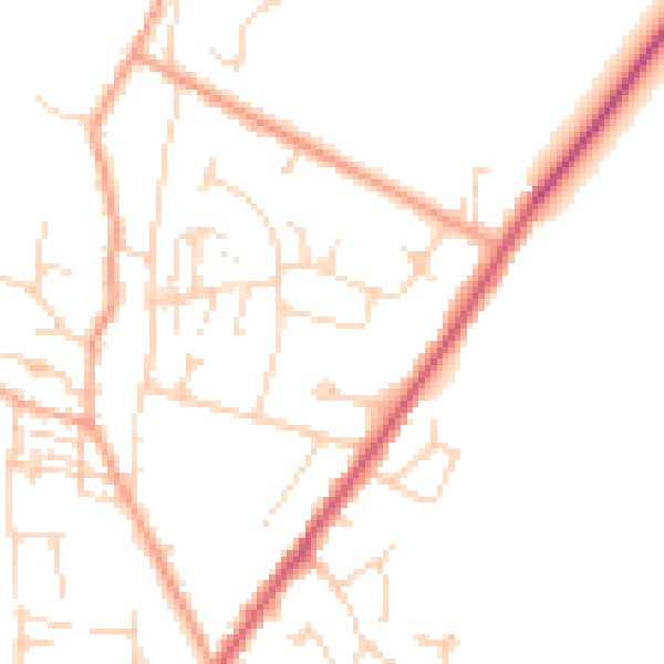 Daytime road noise heatmap for CB25 0DN