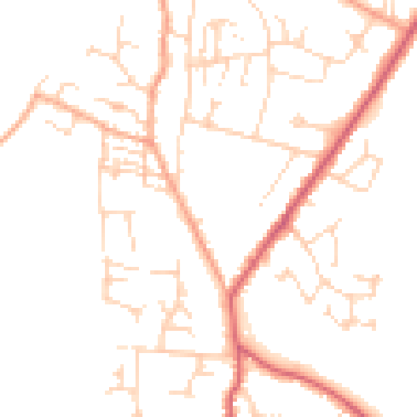 Daytime road noise heatmap for CB25 0DP
