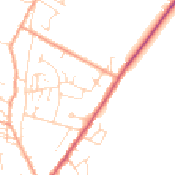 Daytime road noise heatmap for CB25 0DQ