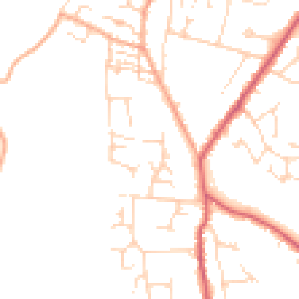 Daytime road noise heatmap for CB25 0DR