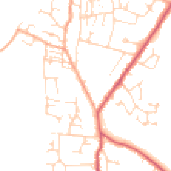 Daytime road noise heatmap for CB25 0DU