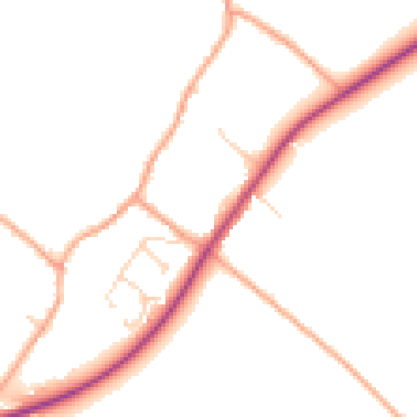 Daytime road noise heatmap for CB25 0DX