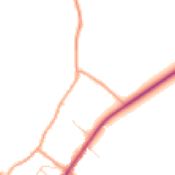 Daytime road noise heatmap for CB25 0FA