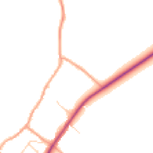 Daytime road noise heatmap for CB25 0FH