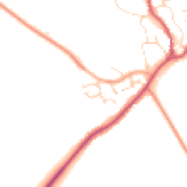 Daytime road noise heatmap for CB25 0FJ