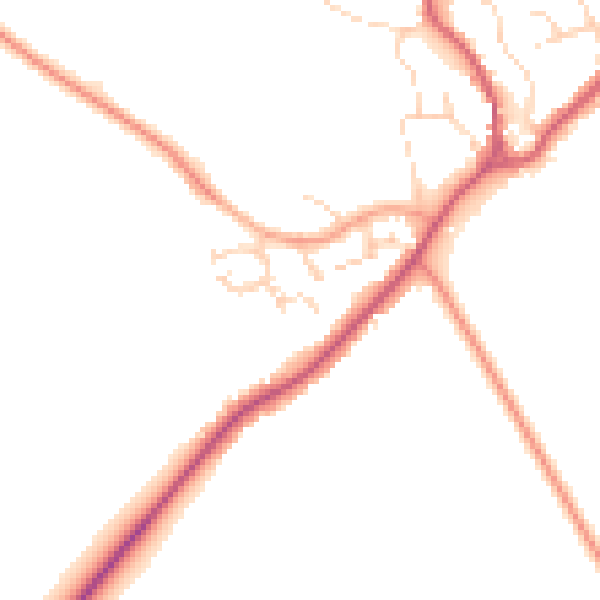 Daytime road noise heatmap for CB25 0FL